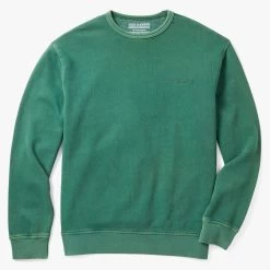 The Vintage-Wash Saltaire Crewneck | Coastal Green