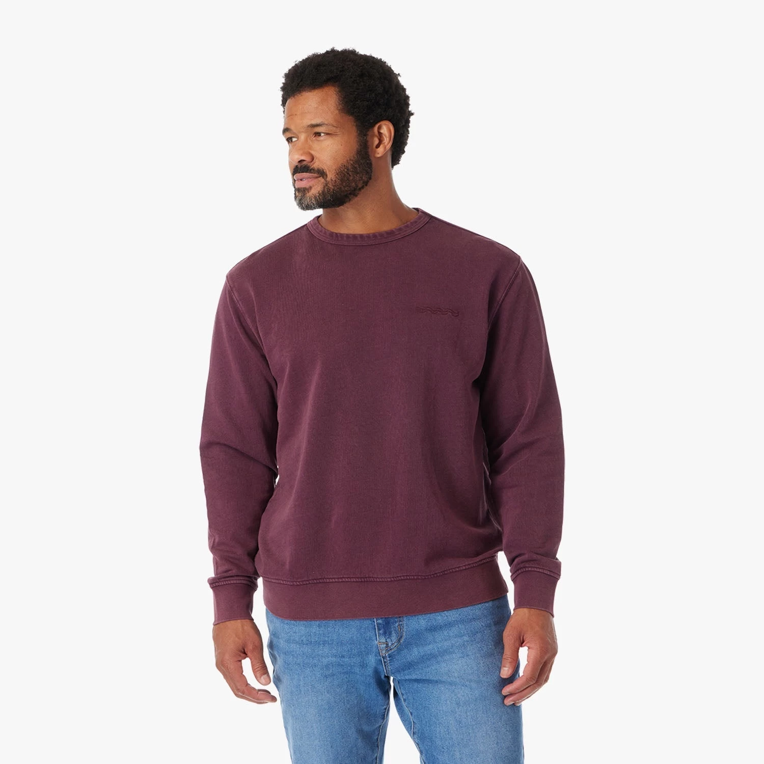 The Vintage-Wash Saltaire Crewneck | Burgundy 7 The Vintage-Wash Saltaire Crewneck | Burgundy - Image 5